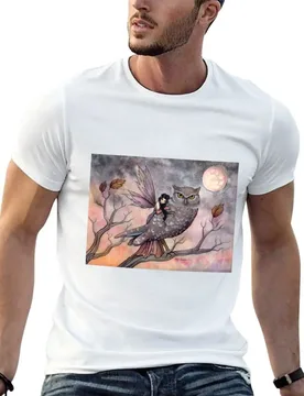 Friendship Fairy and Owl Fantasy Art Illustration by Molly Harrison T-Shirt cotton t shirt man anime t shirts oversize T-Shirt - Aliexpress - FashionsVida