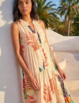 Women's Floral Print Smock Maxi Dress in Yellow Size: 16 - Yellow - Size: 16 - Roman - FashionsVida