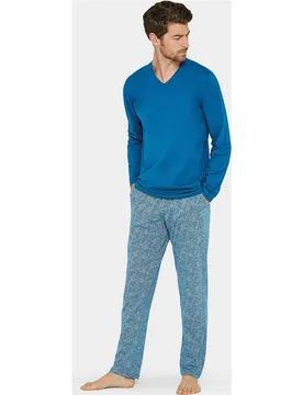 Pijama largo de hombre de punto en color - Impetus - FashionsVida