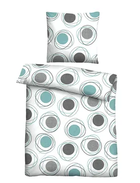 Polycotton Renforce Bettwäsche Kringel silber/grau, 1x 155x220 cm + 1x 80x80 cm - Castell - FashionsVida