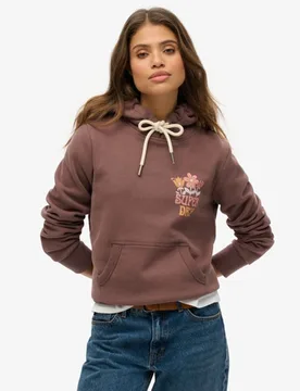 Superdry Damen Summer Garden Kapuzenpullover Braun - Größe: 42 - 79.99 - FashionsVida