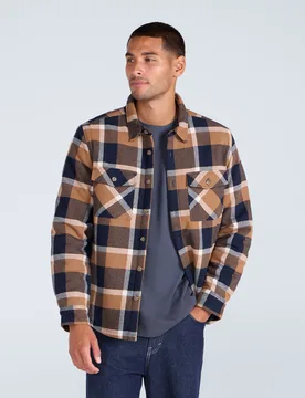 Tide' Mens Shirt With Front Pockets Fleece Lined Warm Cosy Top Mustard Cotton - Size Large - Mountain Warehouse - FashionsVida