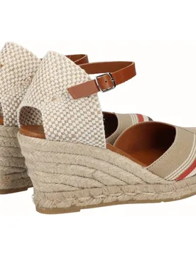 Alpargatas de cuña de mujer de algodón de rayas - Viguera - FashionsVida