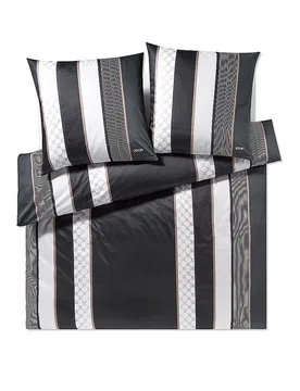 Satin Bettwäsche Cornflower Stripes 2 x 70x90cm / 200x200cm Deep Stone schwarz baby - Joop! - FashionsVida