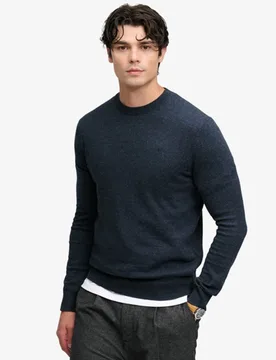Superdry Herren Essential Leichtgewichtiger Pullover aus Wollmischung Navy - Größe: L - 64.99 - FashionsVida