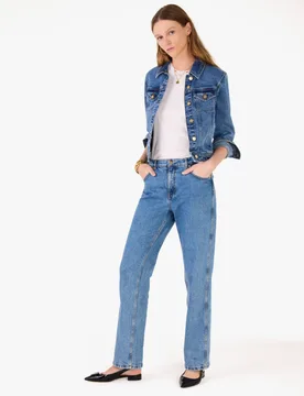 Womens Classic Denim Jacket - Dark Blue - Size Medium - Kate Spade - FashionsVida