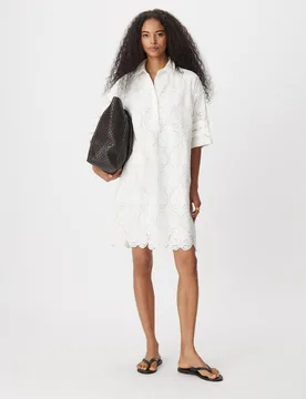 Vestido corto camisero bordado - IKKS - FashionsVida