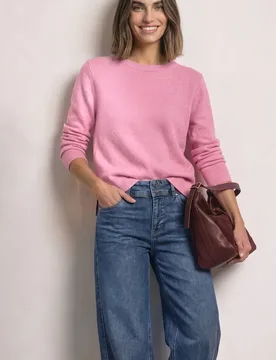 Langarm Pullover mit Boat Neck female Pink - Street One - FashionsVida