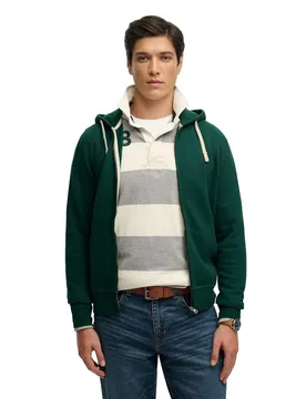 Felpa Con Zip Monogram Embroidered Varsity Green L - Superdry - FashionsVida