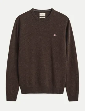 Rundhalspullover aus Lambswool 280-DK BROWN MELANGE L - Gant - FashionsVida