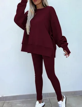 Piezas Conjunto deportivo casual de mujer, sudadera holgada de cuello redondo y pantalones ajustados, otoño XL - Shein - FashionsVida