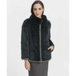 Abrigo de pelo de mujer corto de rex reversible