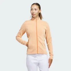 Womens Textured Full-Zip Jacket - Orange - Size X-Small