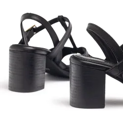 Sandalias de tacón de mujer de piel