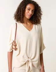 Tie Knot Blouse - S/M / BEIGE - female