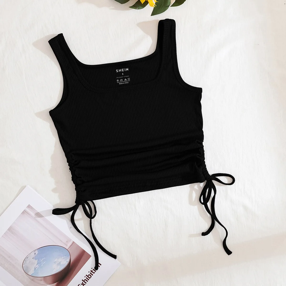 Top tank corto con cordón lateral L - Shein - FashionsVida