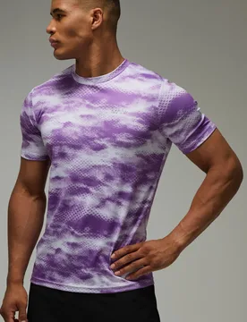 Mens Man Active Abstract Cloud Regular Fit T-Shirt - Purple - Size X-Small - boohooMAN - FashionsVida