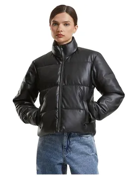 Veste Matelassée Synthetic Leather Black M - Urban classics - FashionsVida