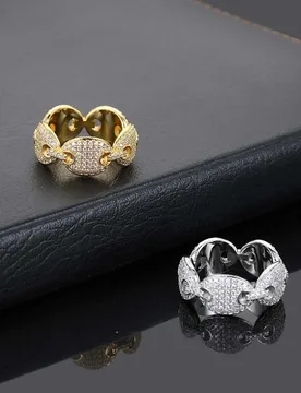 Hip Hop Ring For Women Boutique Jewellery Luxury Man Iced Out Coffee Bean Pig Nose Ring Bling Cubic Zirconia Rings - Aliexpress - FashionsVida