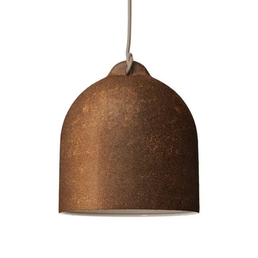 Cables Suspension Luminaire Textile Bell M 1.2 M Rust / White One Size - Creative - FashionsVida
