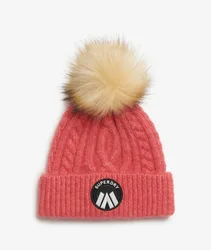 Superdry Damen Luxuriöse Beaniemütze mit Zopfmuster Pink - Größe: 1Größe