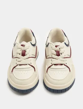 Kids' Low Top Skate Trainers (4 Small-2 Large) Burgundy Mix male - M&S - FashionsVida