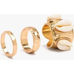 Pack de 3 anillos con piedras y conchas decorativas