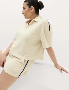 Cotton Rich Terry BrushedPolo Top Vanilla female - Goodmove - FashionsVida
