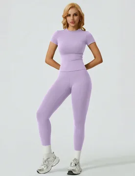 Conjunto deportivo casual diario para mujer con manga corta y pantalones largos para yoga, gimnasio, running y entrenamiento M - Shein - FashionsVida