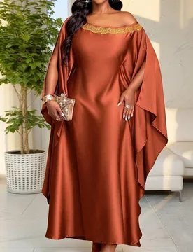 Vestido largo elegante de unicolor con decoración de encaje y corte holgado para mujer, adecuado para fiestas, temporada de bodas, baile, ceremonias - Shein - FashionsVida
