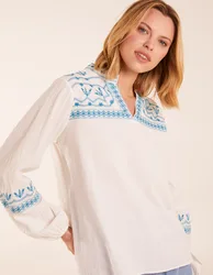 Full Sleeve Embroidered Blouse - L / IVORY - female