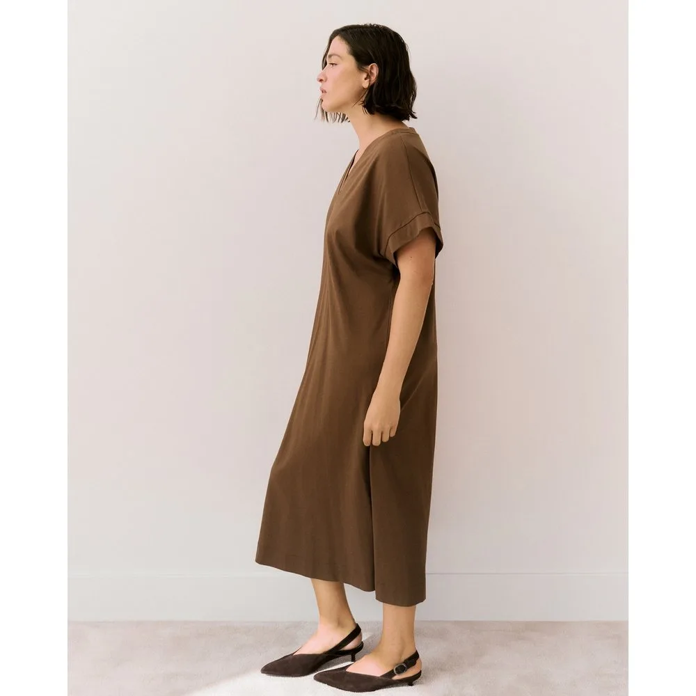 Vestido midi de manga corta de mujer - Couchel - FashionsVida
