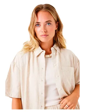 Chemise à Manches Courtes E50236 Beige Stone XS - Garcia - FashionsVida