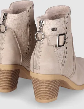 Botines cowboy de mujer con diseño texturizado y hebilla lateral con remaches metálicos decorativos - Chika10 - FashionsVida