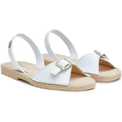 Sandalias de tiras de mujer de piel con hebilla decorativa