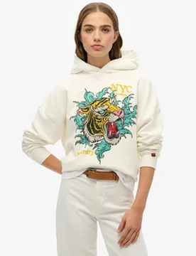 Superdry Women's Lässiges Neo Trad Hoodie mit Tattoo-print Weiß - Größe: 36 - 89.99 - FashionsVida