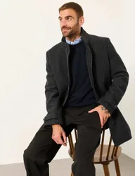 Wool Blend Overcoat Grey male