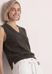 Pullunder mit V-Neck in Unifarbe female Braun