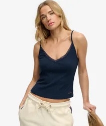 Superdry Damen Athletic Essentials V-ausschnitt Pointelle Cami Top Navy - Größe: 38