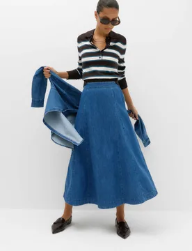M&S Denim Midi Skirt Denim female - M&S - FashionsVida