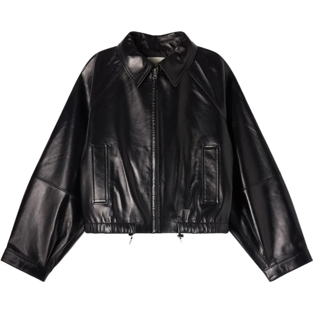 Cazadora ancha de mujer de piel de cordero - sandro - FashionsVida