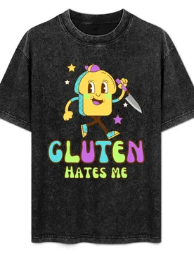 Gluten Hates Me Knife (retro neon) T-Shirt - Aliexpress - FashionsVida
