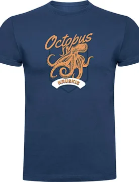 Seafood Octopus Short Sleeve T-shirt Denim Blue 3XL Men - Kruskis - FashionsVida