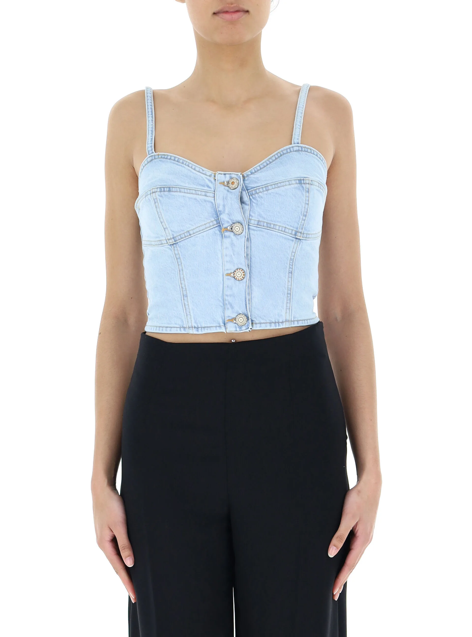 VICOLO Top in jeans AZZURRO M - VICOLO - FashionsVida