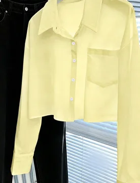 Camisa de manga larga y corta de unicolor casual para mujer S - Shein - FashionsVida