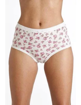 Women's Three Pack High Waisted Comfort Briefs With Frilled Waist Line & Centre Bow in Pink Size: 24-26 - Pink - Size: 24-26 - Camille - FashionsVida