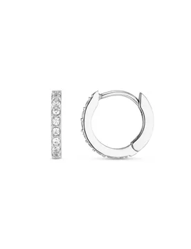 LUXE Pavé Huggie Hoop Earrings - Silver - Orelia London - FashionsVida