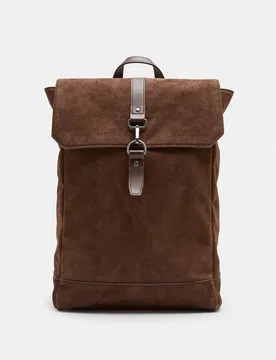 Bonded Leather Backpack Dark Brown male - M&S - FashionsVida