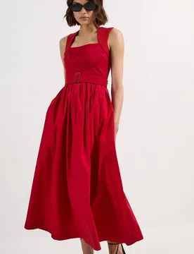 Women's Scoop Neck Jersey Cotton Mix Maxi Dress in Red Size: Medium - Red - Size: M - Karen millen - FashionsVida