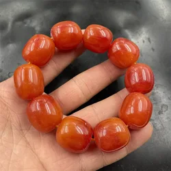 Honey amber tube bead , deep red old wax bracelet